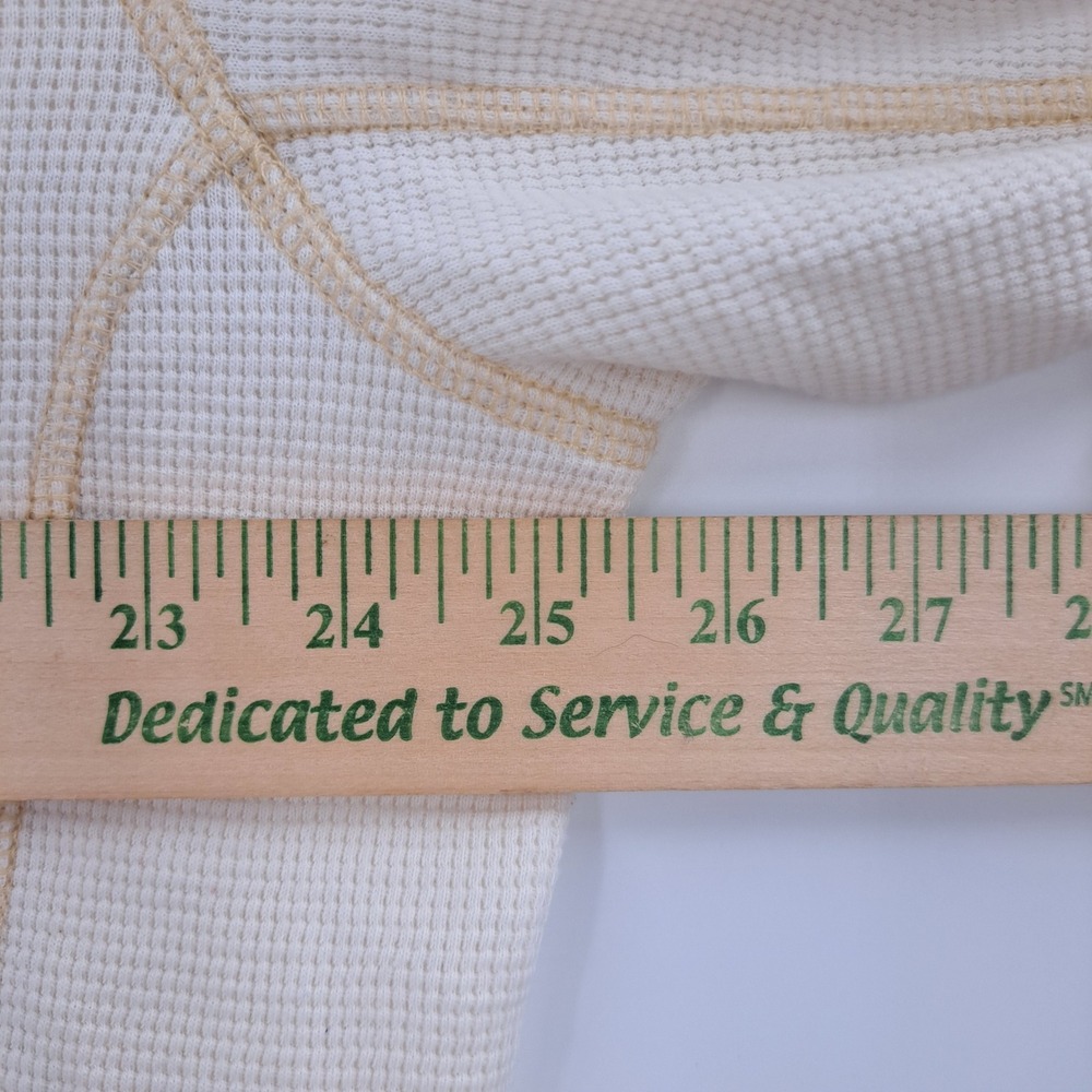 Eddie Bauer Gorpcore Waffle Knit Henley Mens XL Cream Outdoorsy Cabin Rugged - Picture 7 of 10